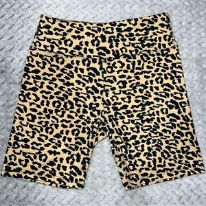 Kyodan Cheetah Animal Print High-Waist Biker Shorts Medium Athletic Gym Yoga